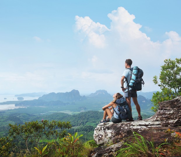 people sitting on mountain