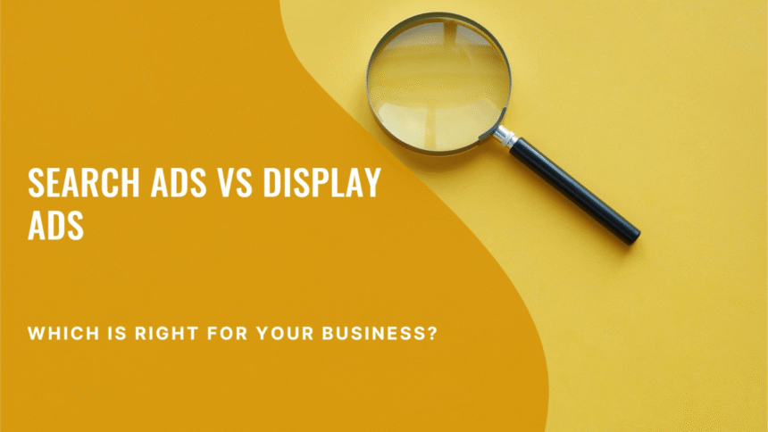 A diagram comparing the "pull" nature of search ads with the "push" nature of display ads.