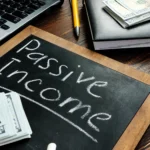 A top blog writer working in a bright, modern office, outlining a strategy for selling digital products for passive income in 2025