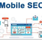 A graphic illustrating the concept of responsive design, showing a website layout adapting seamlessly across a desktop monitor, a tablet, and a smartphone screen, with the term "Mobile SEO" prominently displayed.