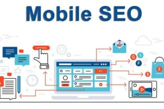 A graphic illustrating the concept of responsive design, showing a website layout adapting seamlessly across a desktop monitor, a tablet, and a smartphone screen, with the term "Mobile SEO" prominently displayed.