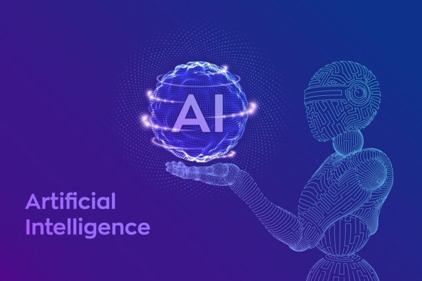 A futuristic brain made of glowing blue circuit lines, representing the future of AI and innovation in future tech