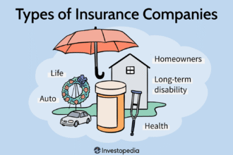 Icons representing the essential types of insurance—health, auto, life, and home—connected to illustrate a comprehensive personal insurance coverage plan.