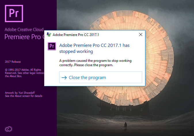 Adobe Premiere Pro crash